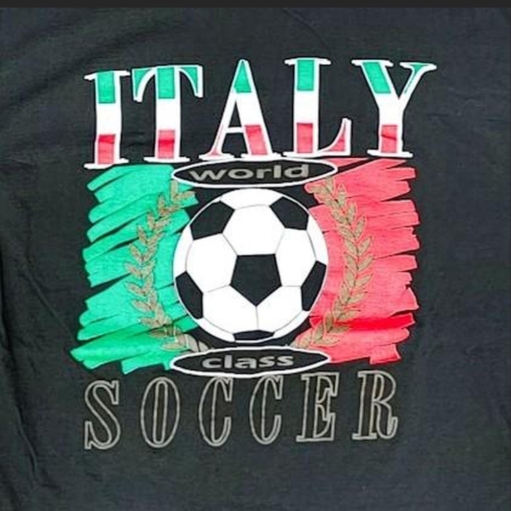 90s Italy World Class Soccer Graphic Tee XL White Blue Streetwear